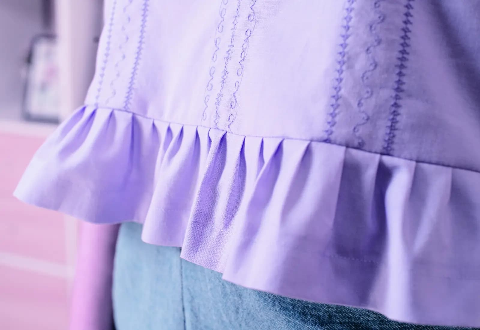 Detail van nauwkeurig naaiwerk met BERNINA
