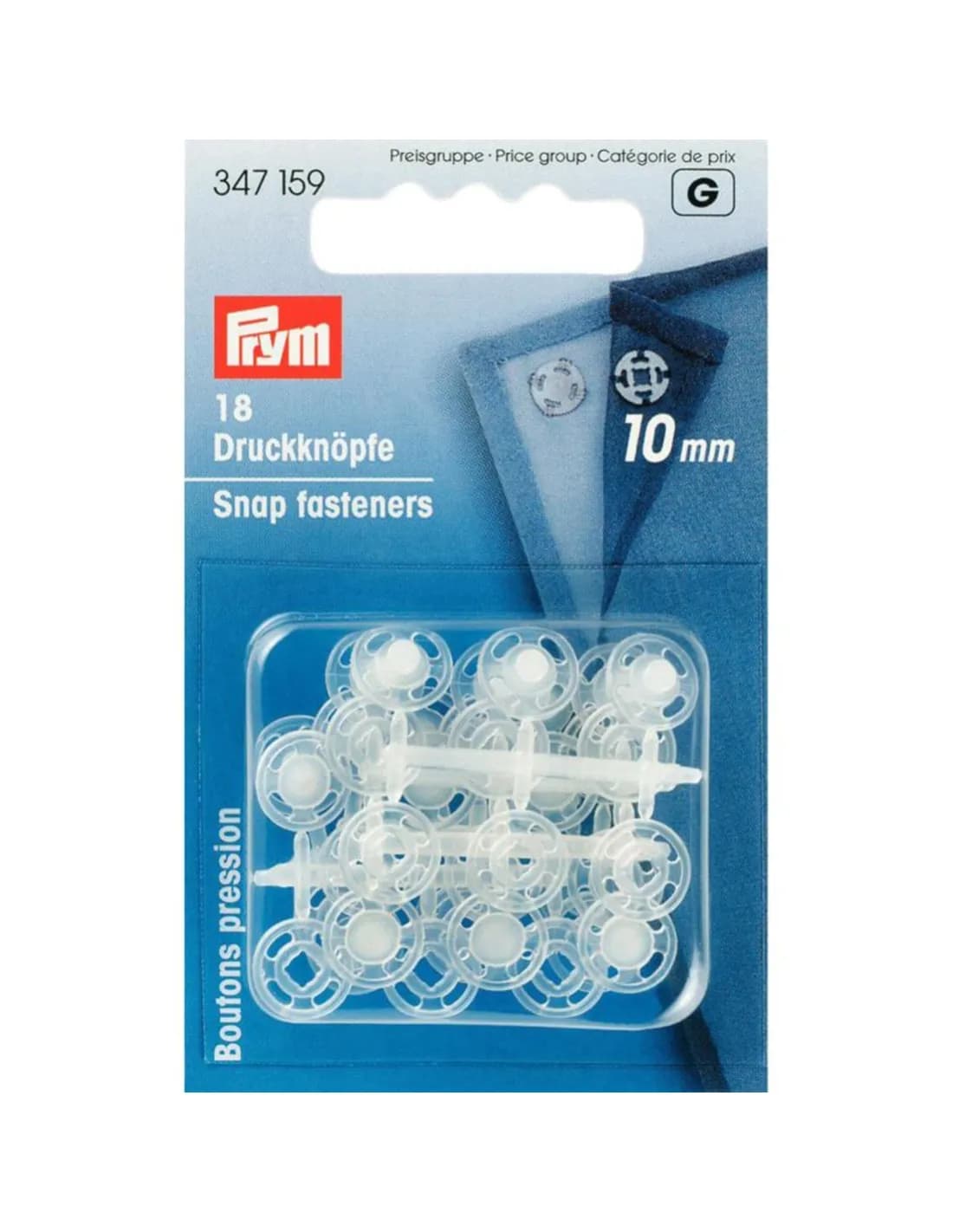 Prym Aannaaidrukknopen transparant 10 mm 18 stuks