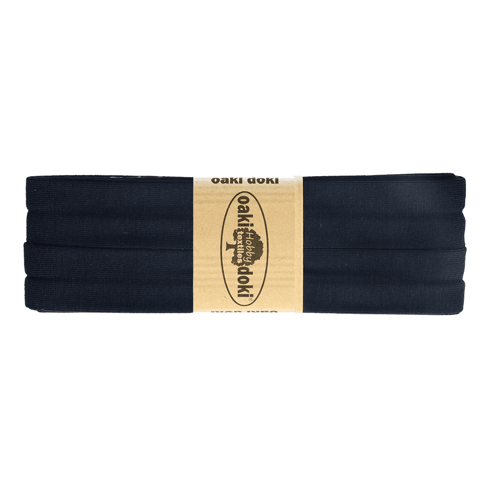 Oaki Doki tricot biaisband donkerblauw 009 – 20 mm, 3 m