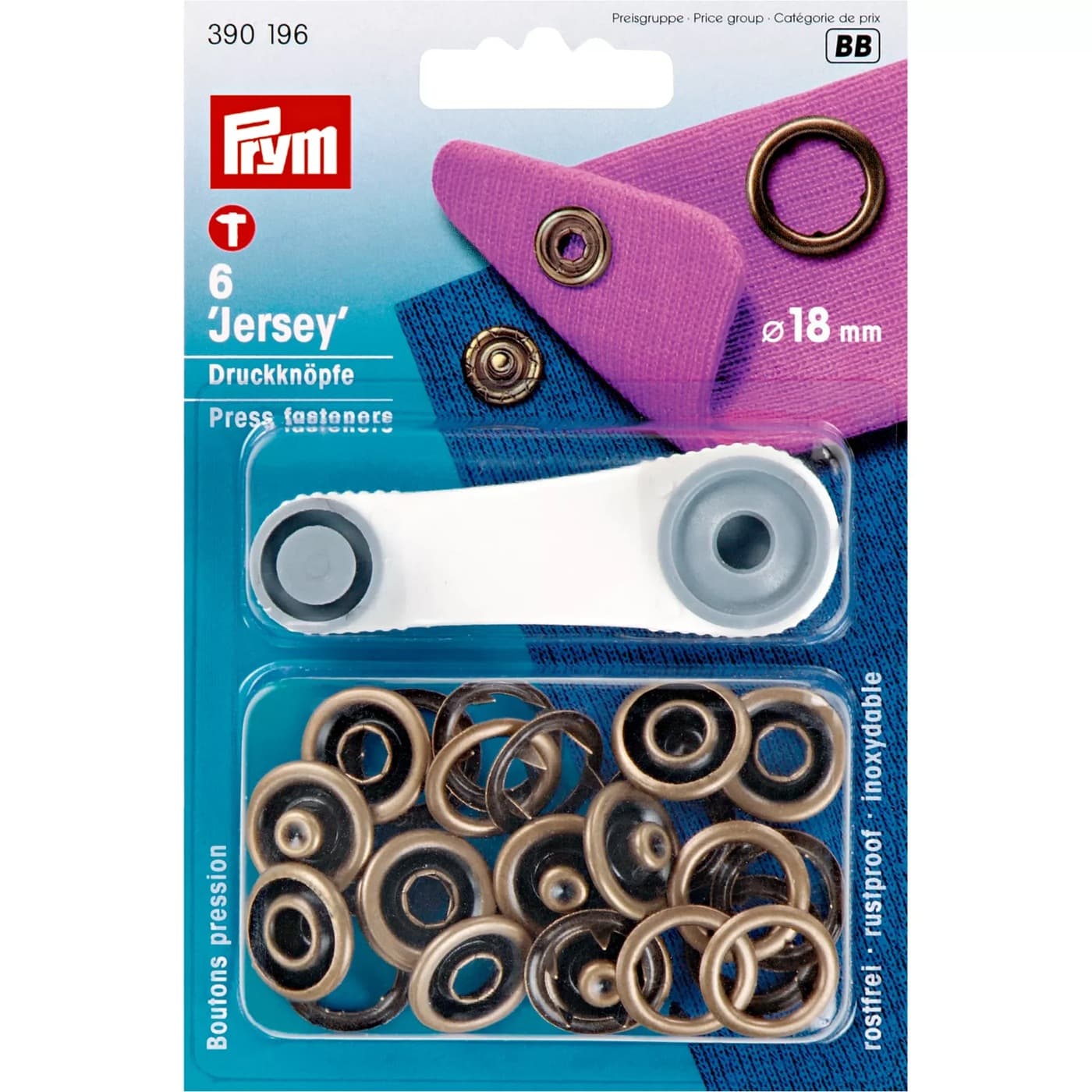 Prym Jersey drukknopen 18 mm antiek messing – 6 stuks