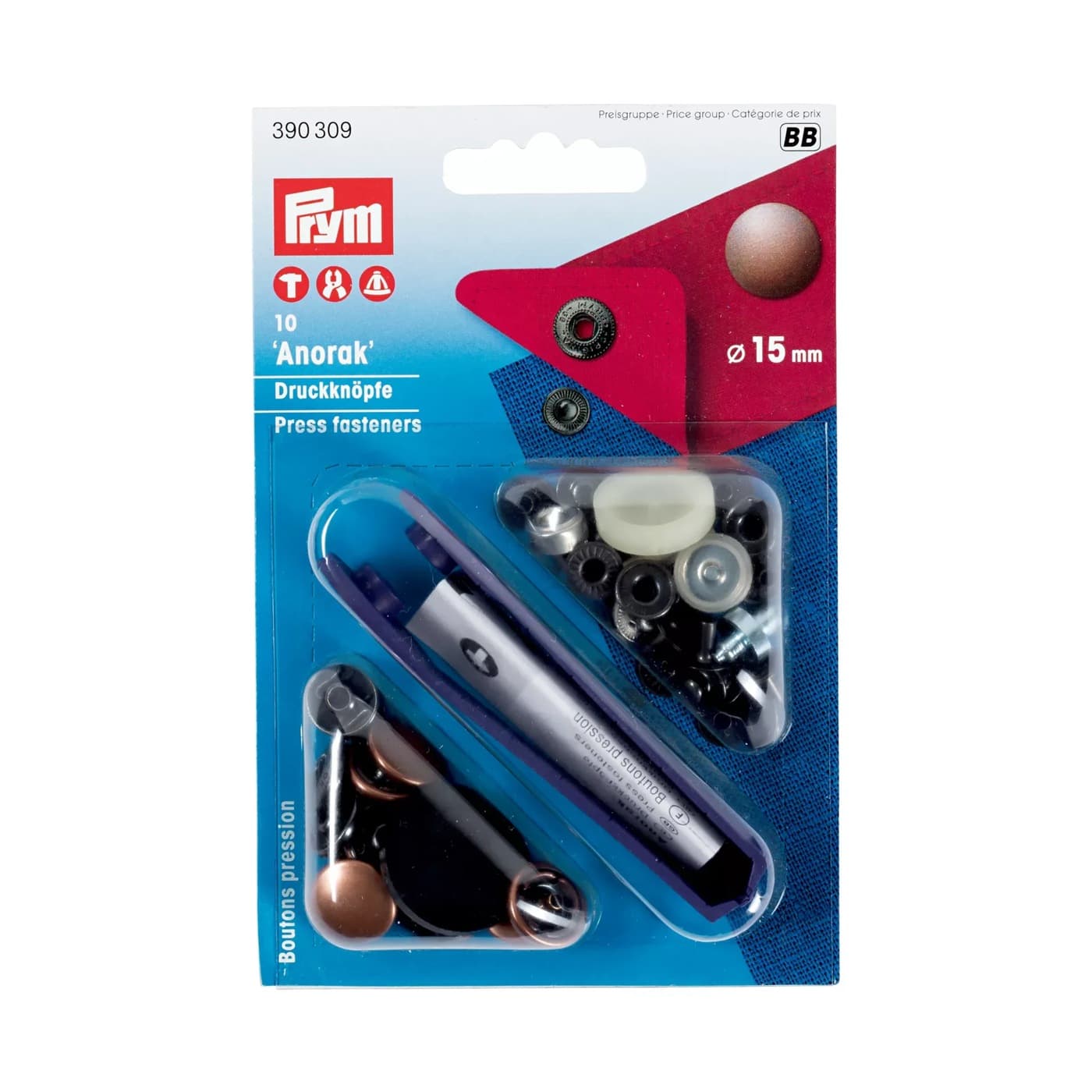 Prym Anorak drukknopen 15 mm antiek koper – 10 stuks