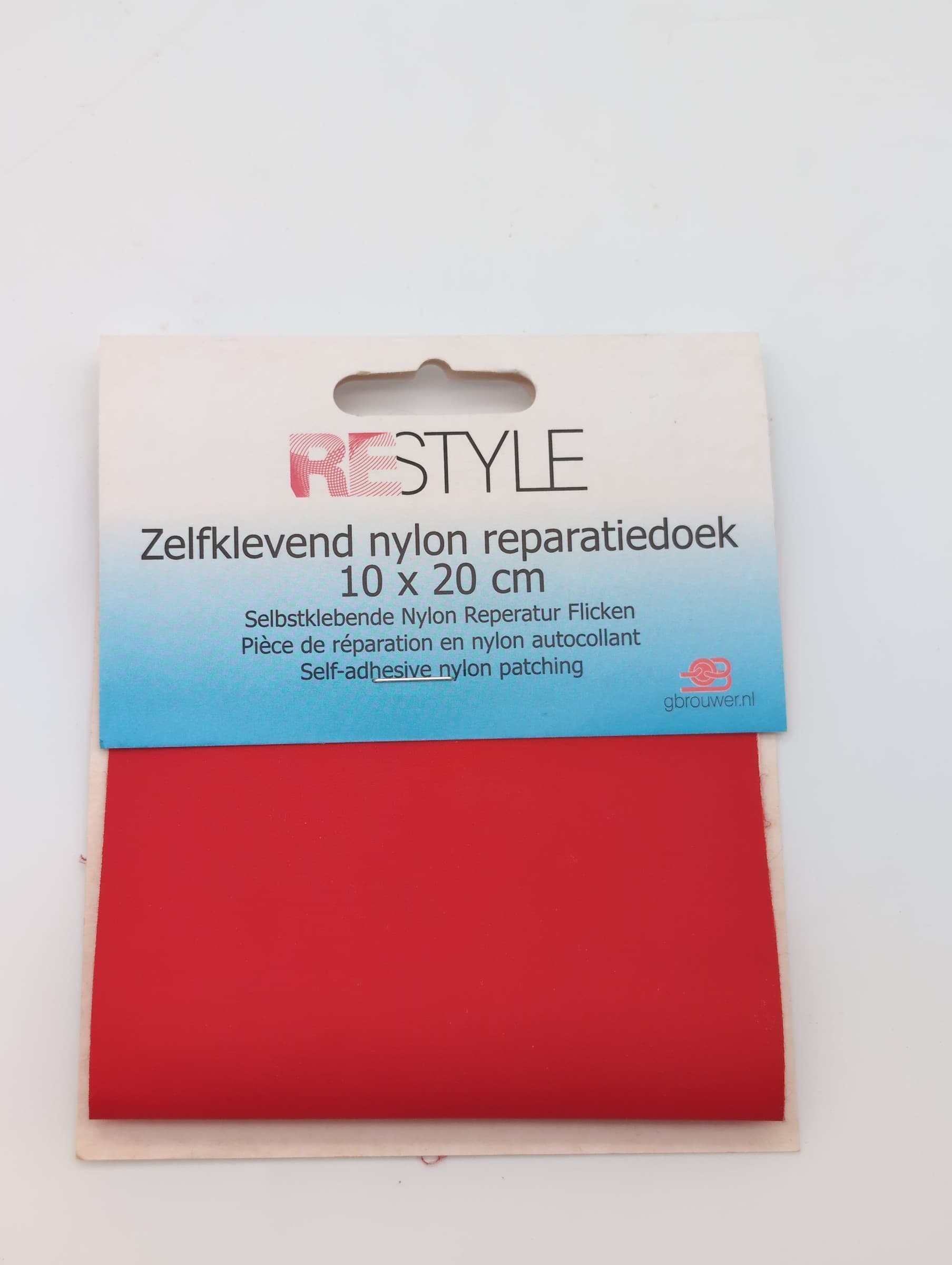 Restyle rood zelfklevend nylon reparatiedoek van 10 x 20 cm in verkoopverpakking