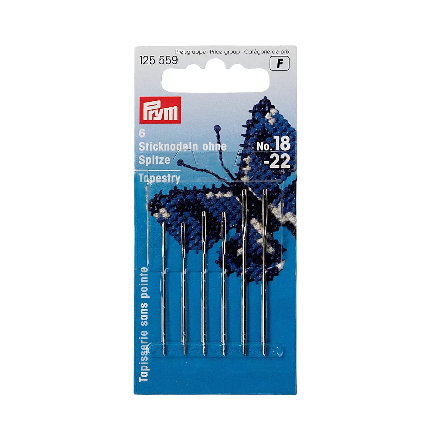 Prym borduurnaalden zonder punt nr. 18–22 – 6 stuks