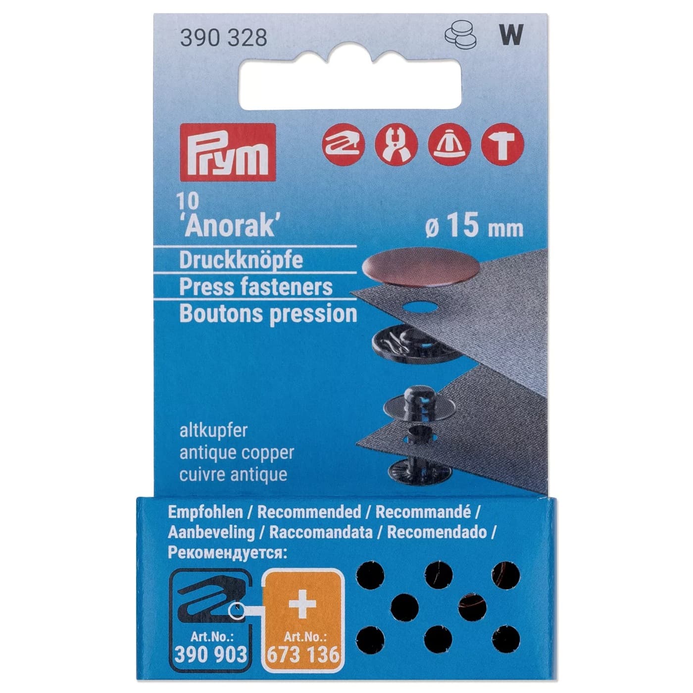 Prym Anorak drukknopen navulling 15 mm antiek koper – 10 stuks