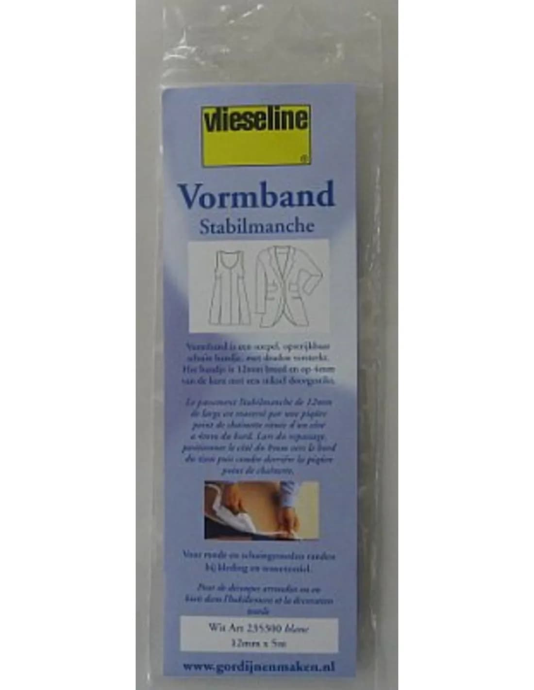 Vlieseline vormband wit 12 mm - 5 m