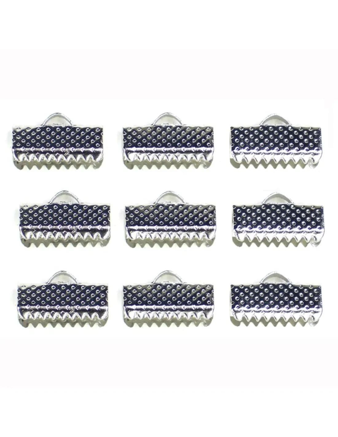 Kumihimo eindklemmen platinumkleur 13 x 6 mm - 9 stuks