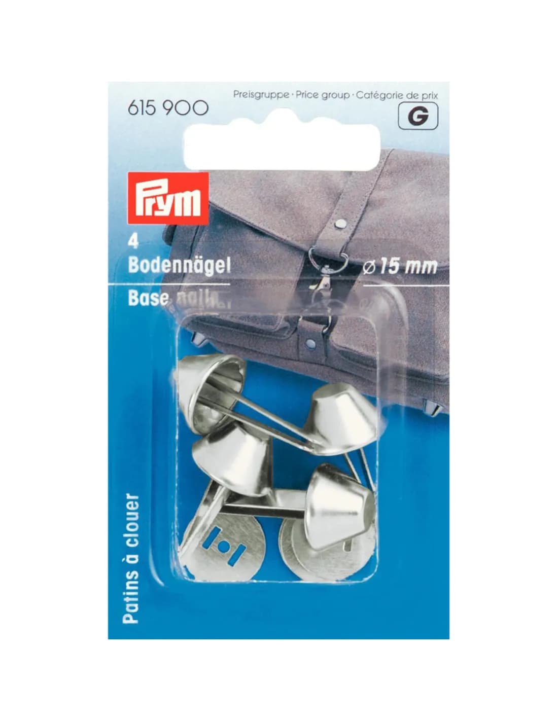 Prym Tasbodemvoetjes zilver 15 mm 4 stuks