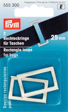 Prym rechthoekringen zilverkleurig 25 mm - 2 stuks