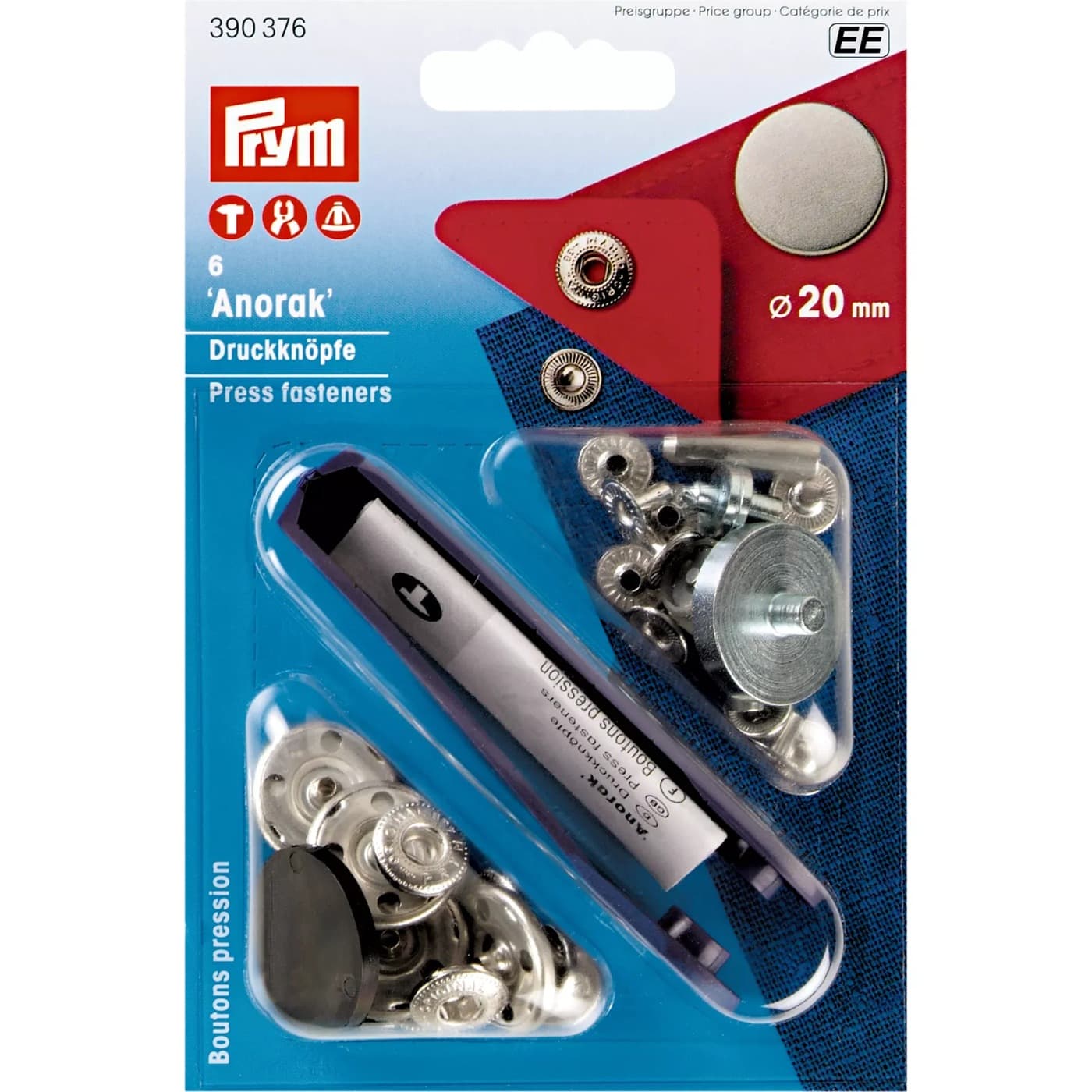 Prym Anorak Design drukknopen 20 mm oud ijzer mat – 6 stuks