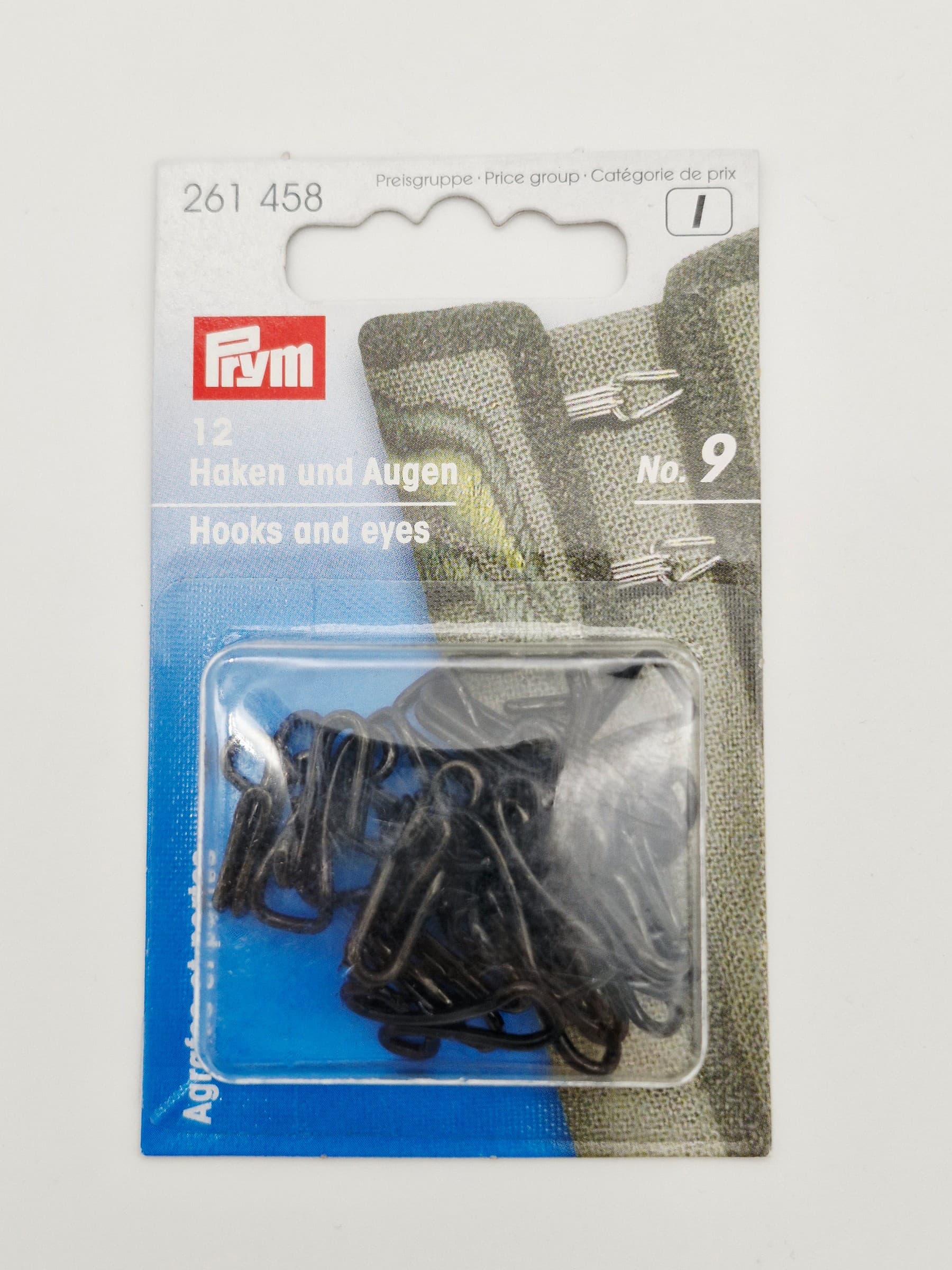 Prym haken en ogen nr. 9 in zwart, verpakking met 12 stuks