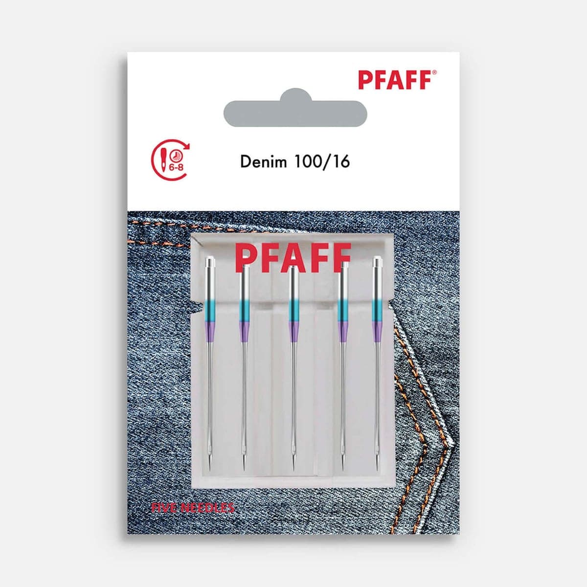 PFAFF jeans naalden maat 100/16 5 stuks — productfoto