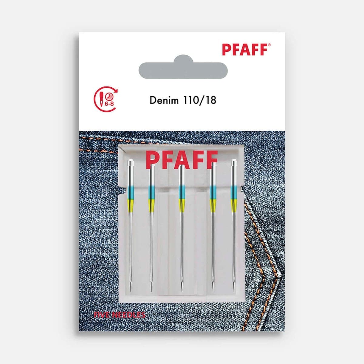 PFAFF jeans naalden maat 110/18 5 stuks — productfoto