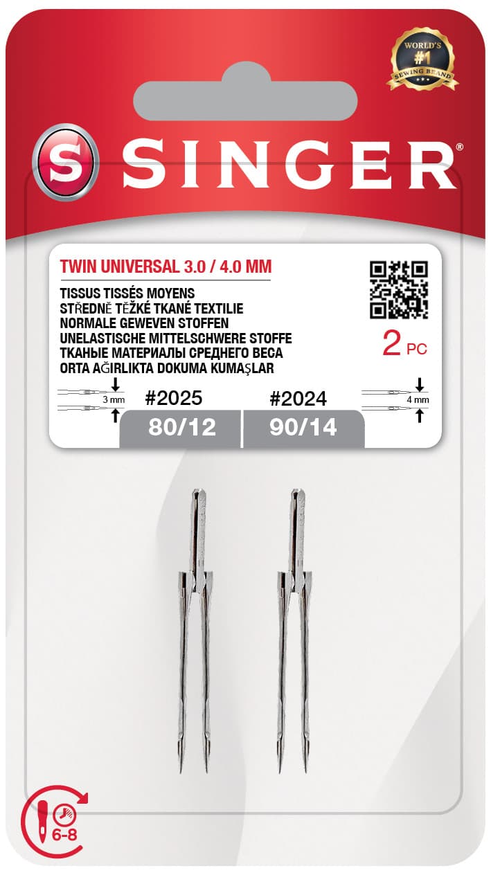 Singer Tweelingnaald – 80 – 3 mm – 90 – 4 mm – Singer artikel N202414S202511M203