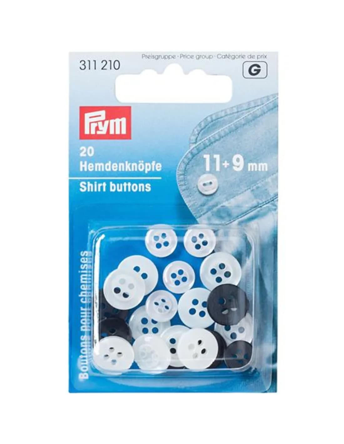 Prym Overhemdknopen 11 en 9 mm 20 stuks