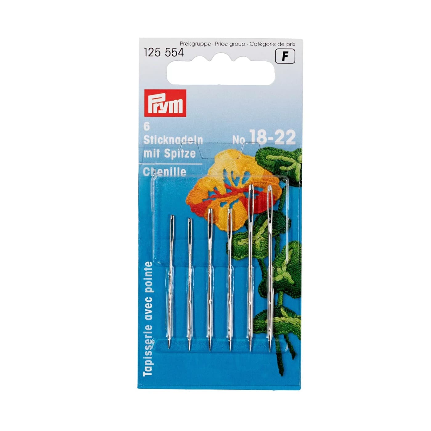 Prym borduurnaalden met punt nr. 18–22 – 6 stuks