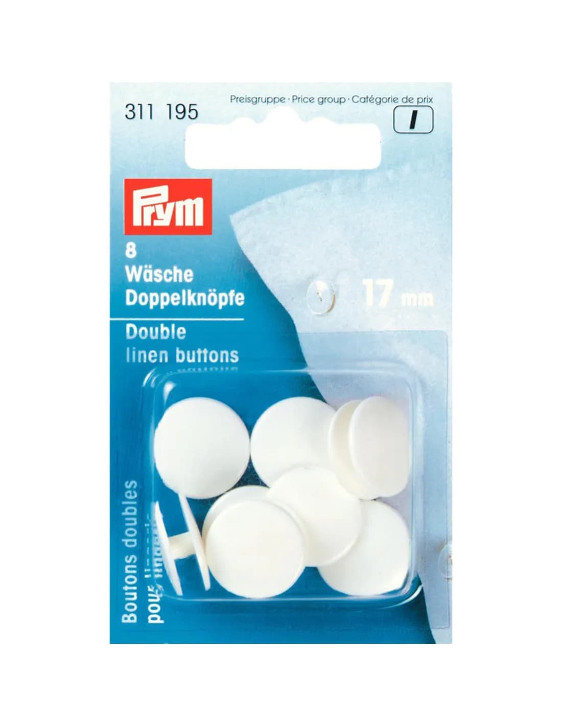 Prym Dubbele wasknopen wit 17 mm 8 stuks