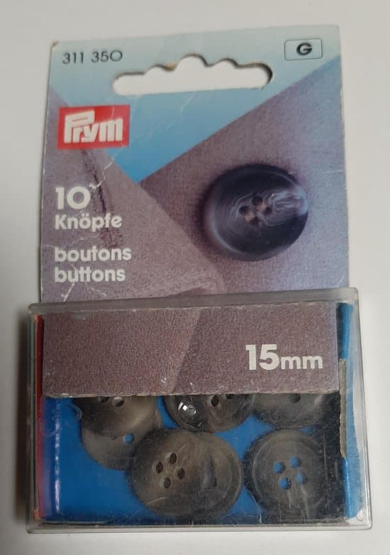 Prym knopen gemarmerd grijsbruin 15 mm - 10 stuks