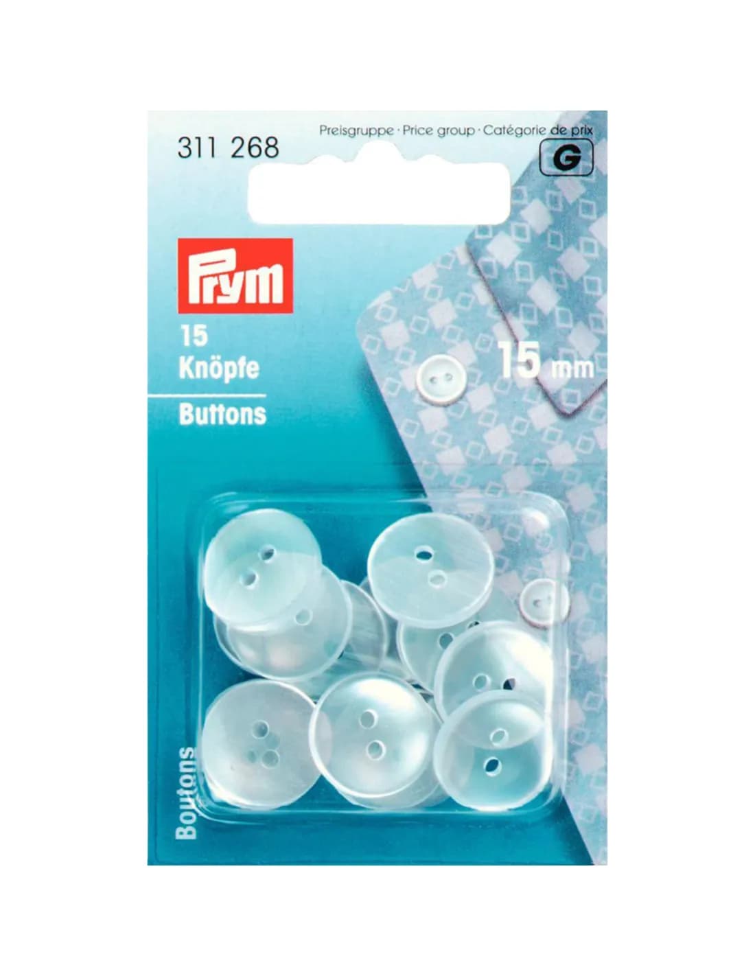 Prym Knopen parelmoer wit 15 mm 15 stuks