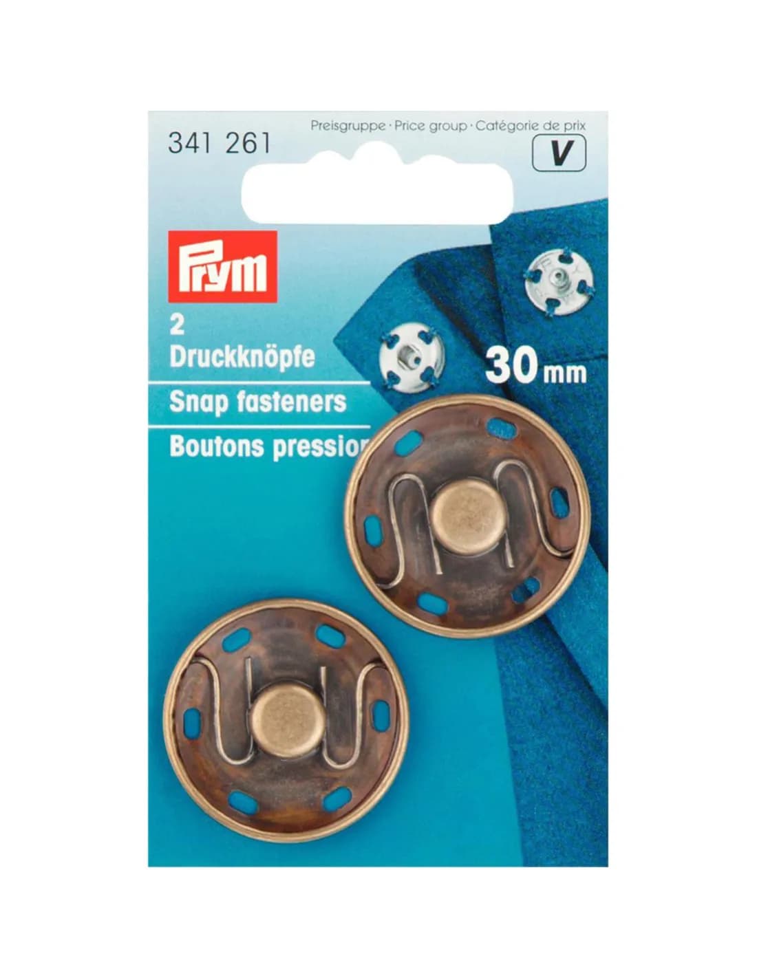 Prym Aannaaidrukknopen antiek messing 30 mm 2 stuks